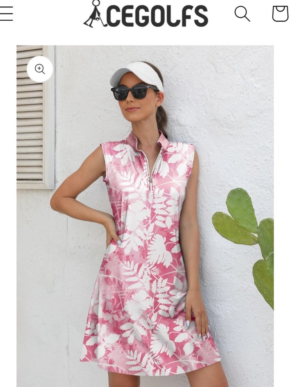 NWT ACEGOLFS BOTANICAL ENERGY SLEEVELESS DRESS PINK FLORAL WOMEN MEDIUM ATHLETIC